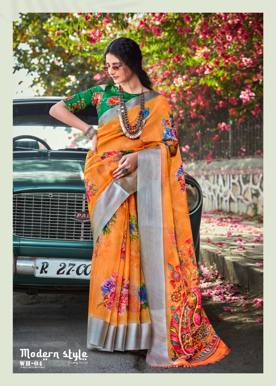 Sc White Lion Designer Printed Wholesale Party Wear Sarees

